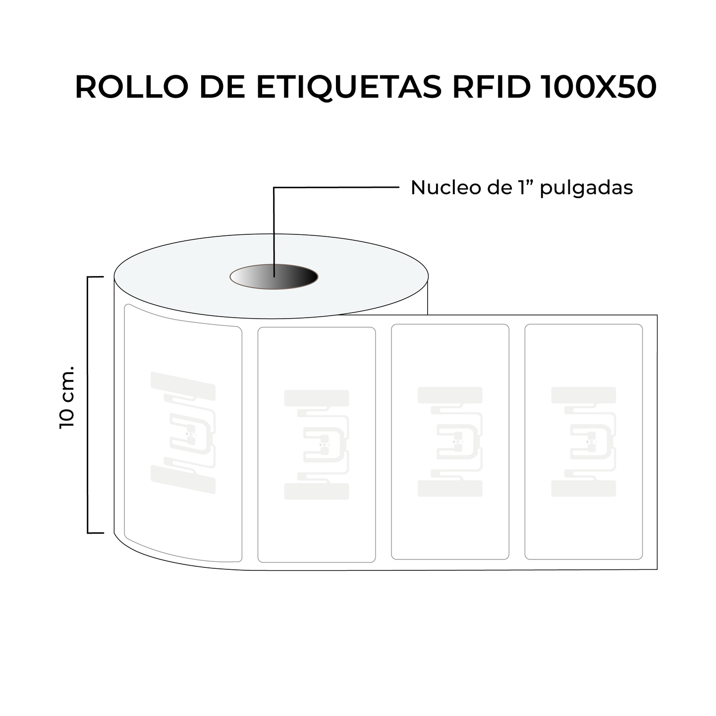 Rollo de Etiquetas RFID  100mmx50mm  (1.000 unds x rollo)
