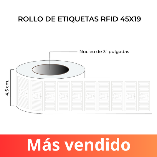 Rollo de Etiquetas RFID 45mmx19mm (5.000 unds x rollo)