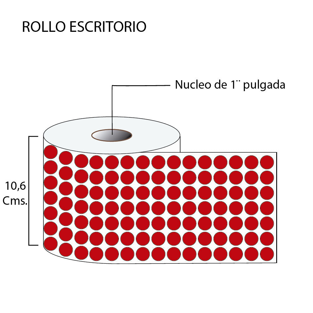 Rollo de etiquetas autoadhesivas Circulo 13mm en color (25,000 unds x rollo)