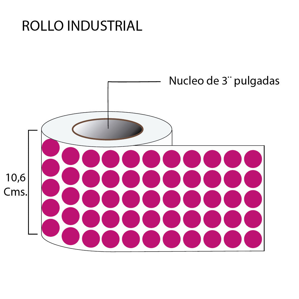 Rollo de etiquetas autoadhesivas Circulo 18mm (15,000 unds x rollo)