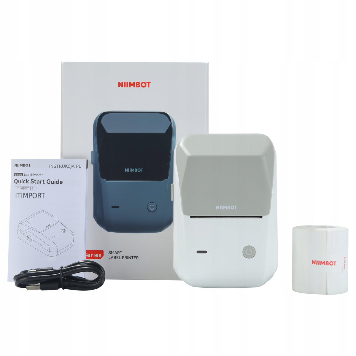 Impresora de etiquetas Niimbot B1 Pro + Rollo 50*30-230 - Bluetooth, Portátil, Profesional