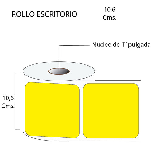 Rollo de Etiquetas en Color  100mmx100mm (500 unds x rollo)