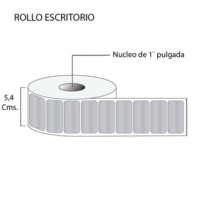 Rollo de Etiquetas Poliester Plata 51mm x 25mm (4,000 unds x rollo)