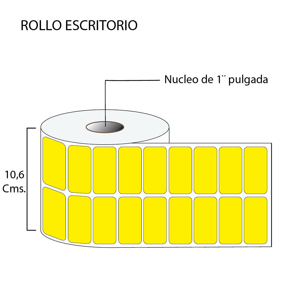 Rollo de etiquetas autoadhesivas 51mm x 25mm en color (4,000 unds x rollo)