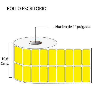 Rollo de etiquetas autoadhesivas 51mm x 25mm en color (4,000 unds x rollo)