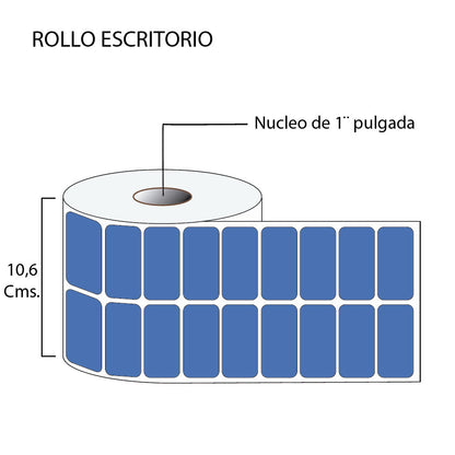 Rollo de etiquetas autoadhesivas 51mm x 25mm en color (4,000 unds x rollo)