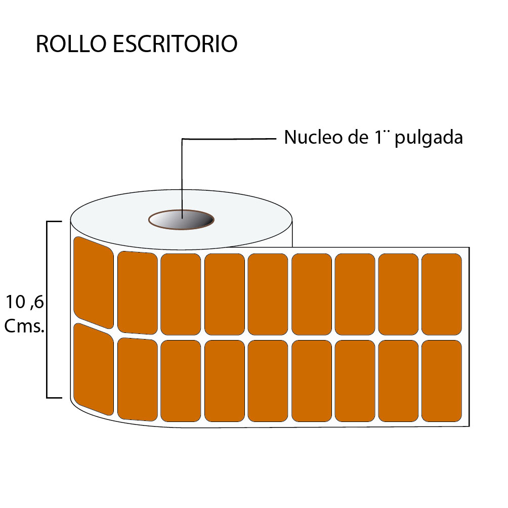 Rollo de etiquetas autoadhesivas 51mm x 25mm en color (4,000 unds x rollo)