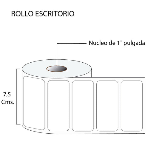 Rollo de Etiquetas 70mmx25mm (2.500 unds x rollo)