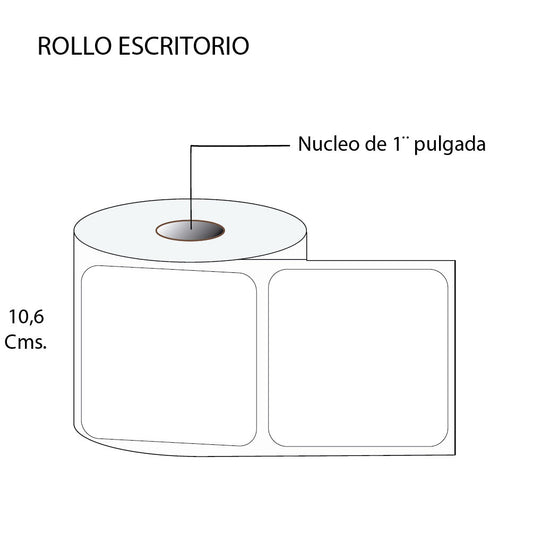 Rollo de etiquetas autoadhesivas  100mmx100mm (500 unds x rollo)