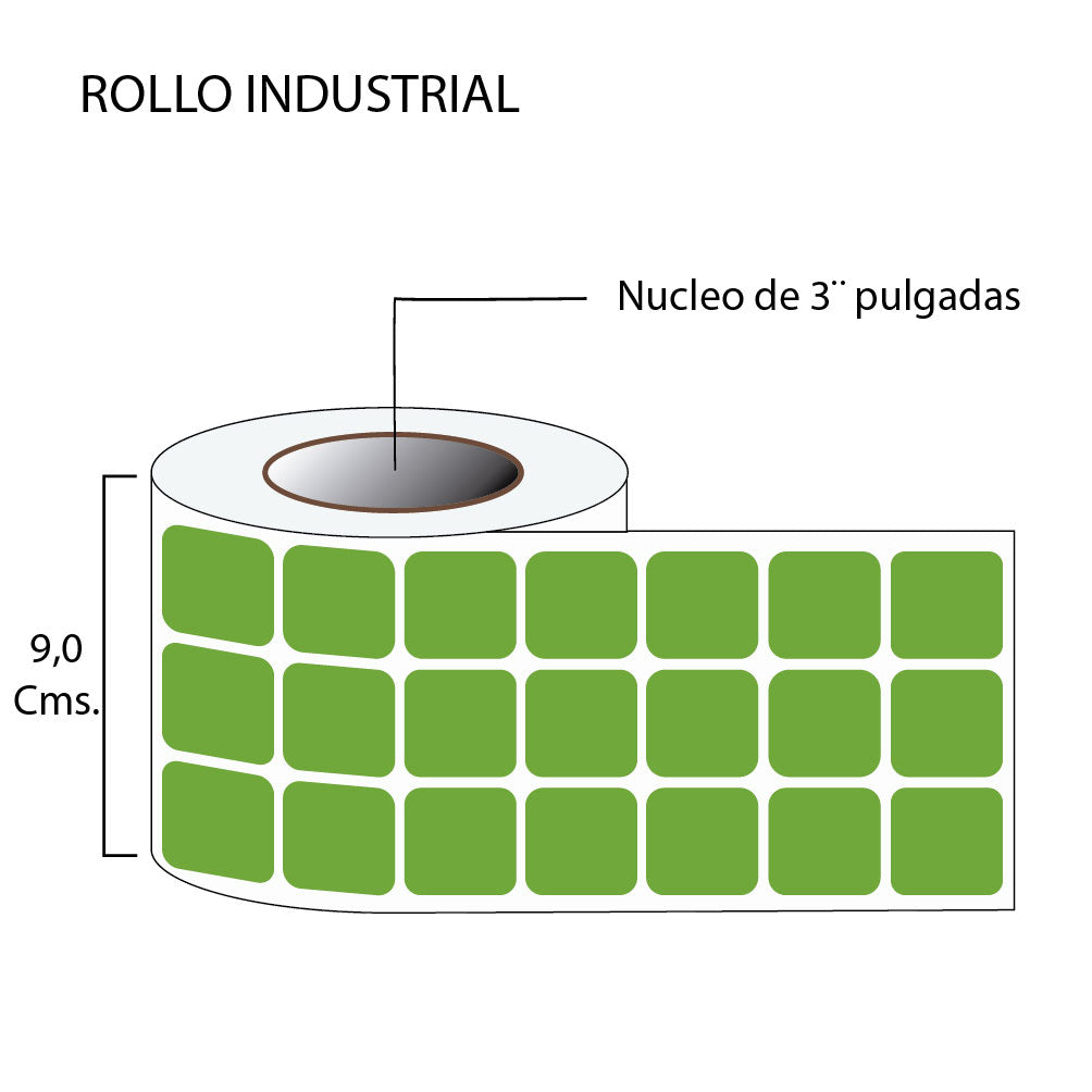 Rollo de etiquetas autoadhesivas 30mmx30mm (5,000 unds x rollo)