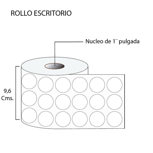 Rollo de etiquetas autoadhesivas Circulo 28mm (5,000 unds x rollo)