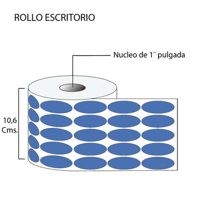 Rollo de Etiquetas en Color Ovalo 18mmx47mm