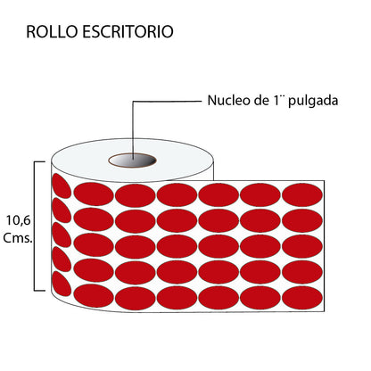 Rollo de Etiquetas en Color Ovalo 19mmx33mm